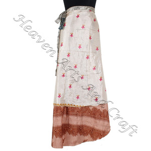 Vintage mujer Boho seda mágica 38 pulgadas Sarong Pareo Wrap Falda tubo vestido de talla grande Wrap alrededor de 2 capas de seda Sari Vintage - Product Image 6