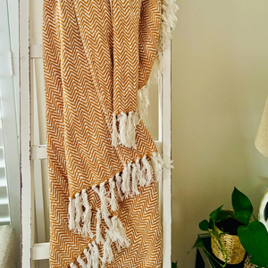 Manta Decorativa Rectangular de Algodón Bohemio Hecha a Mano, Ecológica, Tejida, Pesada, para Todas las Estaciones, para Cama o Viaje - Product Image 1