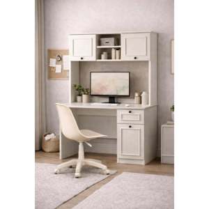 โต๊ะทำงานไม้สไตล์ชนบท Mira  แบบเป็นมิตรกับสิ่งแวดล้อม ทนทาน พร้อมชั้นวางหนังสือในตัว โต๊ะเขียนหนังสือขนาดใหญ่ เฟอร์นิเจอร์สำนักงานที่บ้าน - Product Image 1