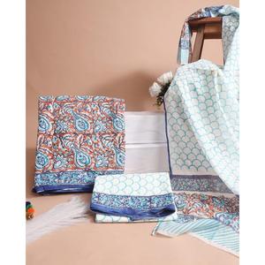 Salwar Kameez de Algodón Grueso con Estampado de Bloques y Dupatta, Estilo Indio y Pakistaní, Traje para Bodas y Fiestas - Product Image 1