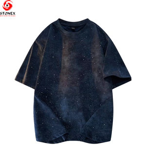 T-shirt Oversize Premium Imprimé Galaxie Coton Doux Streetwear Coupe Décontractée Col Rond Personnalisable Logo Vente en Gros Printemps Séchage Rapide - Product Image 1