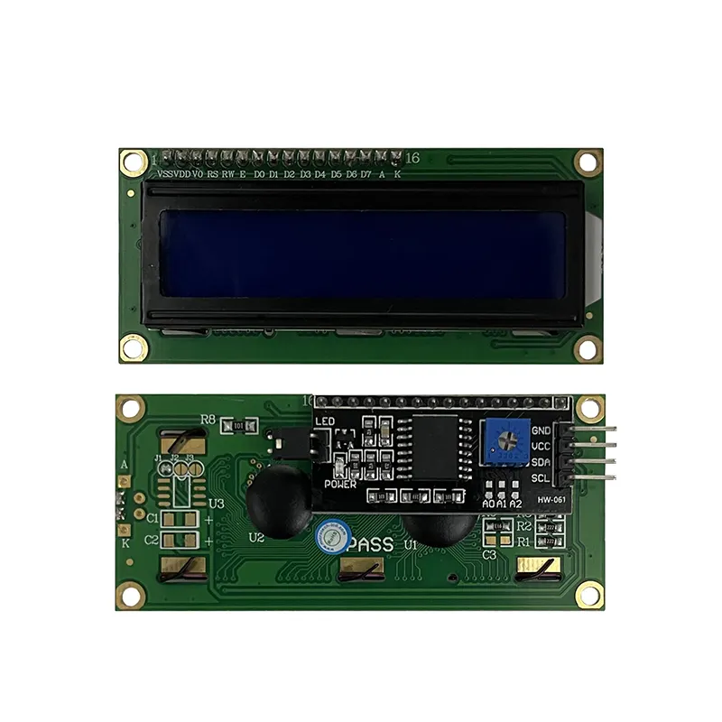 Customized lcd 1602 STN 16*2 COB blue screen 5V module with IIC adapter board interface Dot matrix character lcd module
