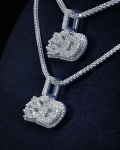 Pendentif lettre en moissanite certifié, style hip-hop, luxe, personnalisé, argent 925, deux tons, or rose, clarté VVS - Product Image 1