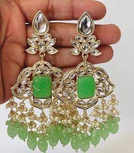 แกะสลักพลอย polki kundan ต่างหู jhumka kundan อินเดียและปากีสถานเครื่องประดับเจ้าสาว meenakari ต่างหูดีไซน์หนัก