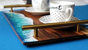 Plateau en résine de bois de qualité d'exportation, fait à la main, plateau décoratif de luxe pour usage commercial, maison et bureau, à la qualité et au prix d'exportation - Product Image 2