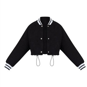 Haute demande Vente Chaude Conception Recadrée Varsity Veste Baseball Letterman Survêtement Laine Veste String Ourlet Varsity Veste Pour Les Femmes - Product Image 4