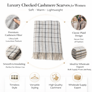 Écharpes en cachemire à carreaux de luxe pour femmes Douces Chaudes Légères Longues Classiques Design à pois Réversible Vente en gros Exportation - Product Image 6