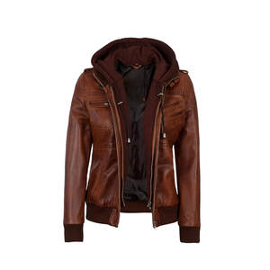 Sudadera con Capucha de Cuero para Mujer, Elegante, Informal, con Logotipo Frontal, Diseño Refinado, Construcción Duradera, Sensación Premium, Acabado Suave, Resistente al Viento - Product Image 1