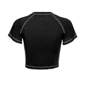 Top corto liso de algodón 100% de gran tamaño para mujer, camiseta al por mayor, cintura Natural en blanco barata - Product Image 2