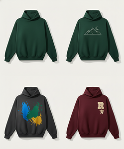 Sudadera con Capucha Unisex Extra Grande de Algodón 100%, Ecológica, con Diseño Gráfico, Logotipo Frontal y Bolsillo, Estilo Montaña y Olas - Product Image 3