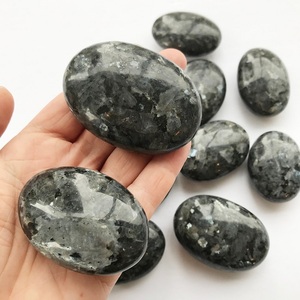 Larvikite Palm Stone Natural Stone Healing Gemstone <strong>Pebble</strong> Palm Carved Quartz Agate Crystal Palm Stones - Product Image 5