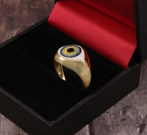 Anillo de Compromiso Clásico de Plata de Ley 925 Chapado en Oro para Mujer, con Esmalte en Forma de Ojo, para Regalo de Boda, Sin Níquel ni Plomo - Product Image 5