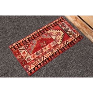Tapis de 1,5 x 3,1 pieds, tapis turc vintage, tapis patchwork rouge - Product Image 3