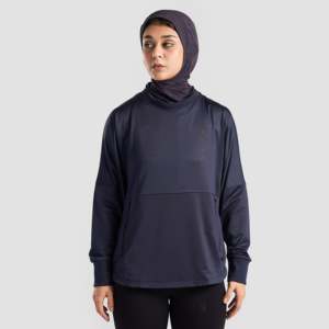 Motion Flow Modest Sportswear Long <b>Top</b> in Navy with Stylish Motion Flow Design - Product Image 3