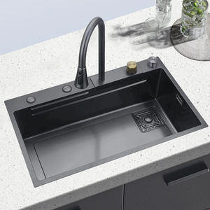 Venta caliente de acero inoxidable 201 304 Splash Guard Black Gold Faucet Kitchen Square Sink - Product Image 2