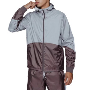 Windproof Lightweight Seamless Nylon Custom Men Winter 2-Piece Windbreaker Tracksuit Set Zip-Up Hooded OEM Service Custom Colors - Product Image 2