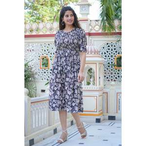 Yash Gallery, vestidos casuales elegantes con estampado floral para mujer, vestido de talla grande hasta el suelo para fumar para el día del club y las vacaciones, OEM/ODM - Product Image 5