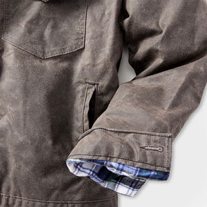 Service OEM Veste en toile d'hiver Fermeture à boutons Couleur personnalisée Respirante Coupe décontractée Coupe-vent 4 poches - Product Image 3