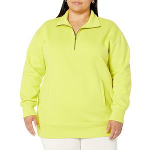 Fabricante de ropa deportiva de alta calidad, sudadera de gran tamaño con media cremallera para mujer, algodón transpirable informal coreano - Product Image 1