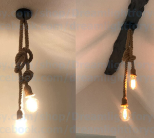 Hemp <b>Rope</b> 2 <b>Lights</b> <b>Rope</b> Chandelier Nautical Lamp Rustic Farmhouse Pendant Lighting Handmade Stand High Quality Lamp - Product Image 2