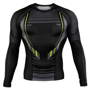Top Trending Rash Guards para hombres de manga completa con logotipo personalizado Ropa de gimnasio Camisas de compresión transpirables a precios muy baratos - Product Image 2