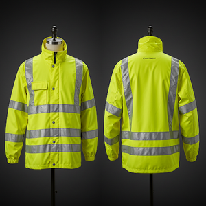 ชุดกันฝนโพลีเอสเตอร์สะท้อนแสงชุดยูนิฟอร์มทำงานกันน้ำโดยรวมสะท้อนแสง - Product Image 3