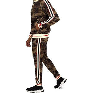 Comfort Fit Men Tracksuit Set Sport Zipper Jacket with Soft Waist-<b>Tie</b> Sweatpants for Daily Training Outfits G-<b>stripe</b> Camo - Product Image 4