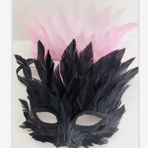 Carnaval Demi-visage Noir Rose Princesse Plume Masques À La <span class=keywords><strong>Main</strong></span> Vénitien Noir Corbeau Plume Halloween Masques - Product Image 6