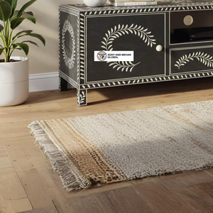 Premium Modern Black Bone Inlay <b>TV</b> Unit with Floral Design for Living Room & Bedroom 65 In+ <b>TV</b> Compatible - Product Image 6