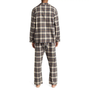 Conjunto de pijama de 2 piezas para hombre, pijama de franela de algodón para vacaciones, venta al por mayor, algodón clásico transpirable, precio barato OEM 2025 - Product Image 6