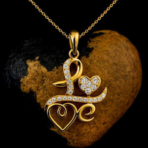 Pendentif en argent sterling 925 plaqué or 14 carats, cœur chrétien, pavé de diamants CZ, collier élégant avec inscription d'amour, romantique, pour la Saint-Valentin - Product Image 1