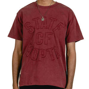 Camiseta con parche bordado personalizado para hombre, camiseta de diseñador de alta calidad 100% algodón, camiseta de gran tamaño con cuello redondo para hombre - Product Image 1