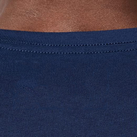 T-shirt pour homme en jersey de polyester/coton lavé bleu marine à manches courtes et col rond, coupe classique, respirant, motif formel, écologique