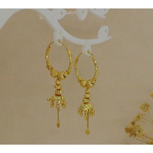 High Quality Gold Plated Indian Jhumka <b>Hoop</b> <b>Earrings</b> for Women Traditional Daily Wear Lightweight Dangle <b>Hoops</b> <b>Fashion</b> Jewelry - Product Image 3