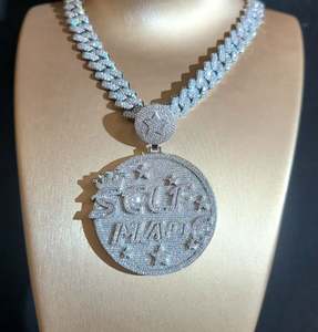 Breloques en forme de lettres serties de micro-diamants, grand cercle 'Self Made', plaqué or, argent sterling 925, hip hop, fête élégante - Product Image 1