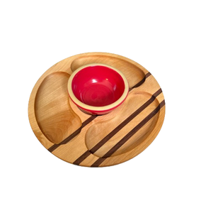 Plateau à chips et à trempette de forme arrondie décoratif, vaisselle de service décorative, plateau à apéritif en bois - Product Image 6