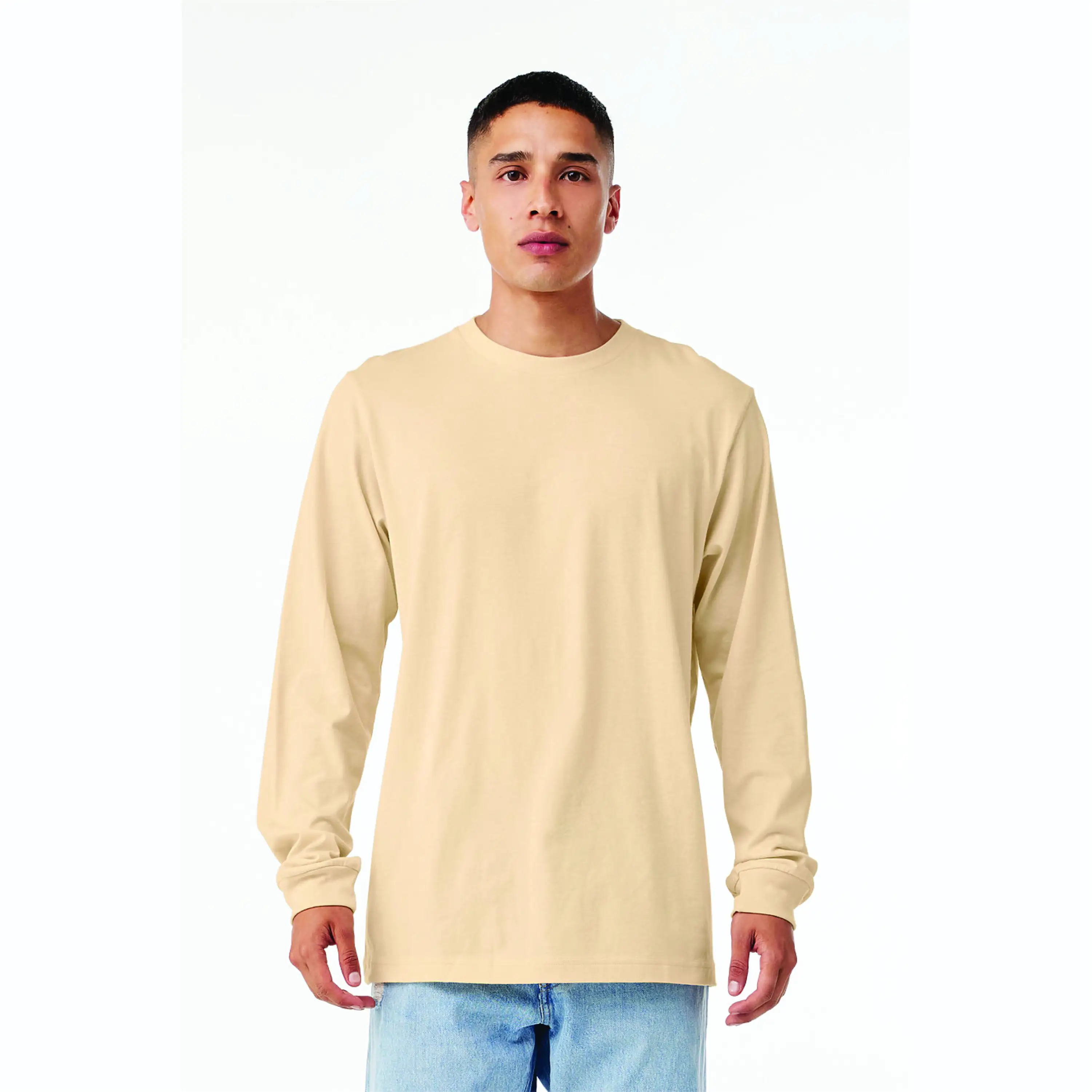 Airlume – T-Shirt manches longues en Jersey de coton peigné et anneau, 100% oz, simple, crème douce, classique, ras du cou, unisexe, 4.2