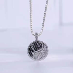 Hip Hop moissanite diamant tennis chaîne pleine strass grand traditionnel Yang pendentif collier bijoux - Product Image 3