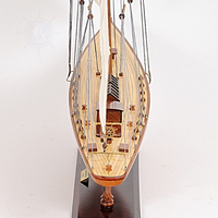 Hochwertige Handgefertigte Zedernholz-Yacht-Replik Shamrock Modellschiff Sammlerstück Nautische Dekoration Historisches Ausstellungsstück Bemalt