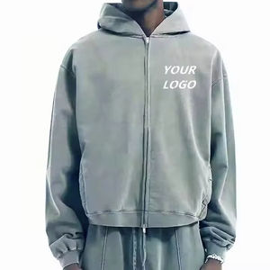 Sudadera con capucha unisex de forro polar con cremallera, logotipo bordado, hombros caídos, ajuste holgado para hombre, ideal para invierno, precio de fábrica, proveedor. - Product Image 6