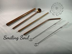Juego de Pajitas de Cobre Completas con Cepillos de Limpieza, Acabado Liso, Reutilizables, Ecológicas, Elegantes, para Bar, Hogar y Viajes - Product Image 2