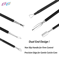 Vente chaude Poussoirs À Cuticules Noir Double Extrémité Poussoir À Cuticules Outil Tondeuse À Cuticules En Acier Inoxydable Nail Cleaner - Bahasa Pro