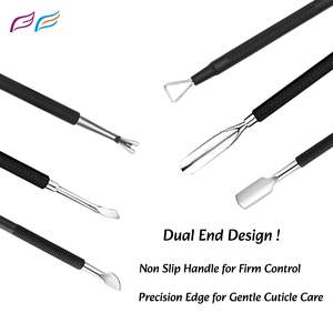 Hot Selling <b>Cuticle</b> <b>Pushers</b> Black Dual End <b>Cuticle</b> <b>Pusher</b> Tool <b>Cuticle</b> Trimmer Stainless Steel <b>Nail</b> Cleaner - Bahasa Pro - Product Image 2