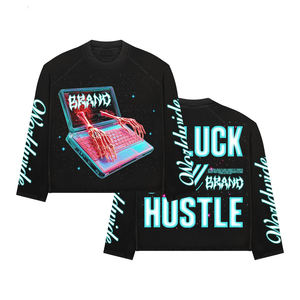 Nouveau sweat-shirt surdimensionné en coton biologique 100% pour homme, imprimé graphique streetwear, impression vintage en relief 3D - Product Image 5