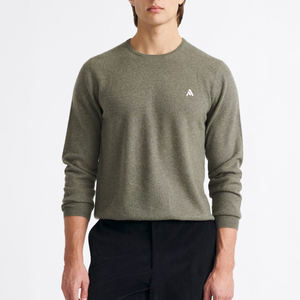 Pull-over col rond pour homme, fin, respirant, décontracté, en coton, hiver, anti-rétrécissement, 100% anti-plis - Product Image 1