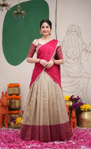 Lehenga Saree en soie pour femmes avec chemisier brodé, tenue ethnique traditionnelle - Product Image 2