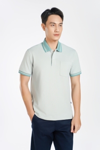 เสื้อโปโลเนื้อผ้ายืดได้สำหรับผู้ชายเสื้อยูนิฟอร์มเสื้อยืดมีโครงสร้างคอเสื้อ - Product Image 6
