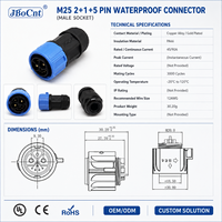 Connecteur hybride JBoCnt M25 IP67 étanche en nylon 2+1+5 8 broches mâle 45A pour batterie de moto électrique