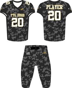 Uniformes de football américain en sergé imprimés camée sublimés personnalisés uniformes d'équipe matériel de jersey et de pantalon brodés en sergé - Product Image 2