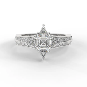 Cut Lab Created Women's Centre Stone Geometric Minimalist Sterling Silver 18K White Rose Gold Plating Diamond Frame <b>Ring</b> - Product Image 1